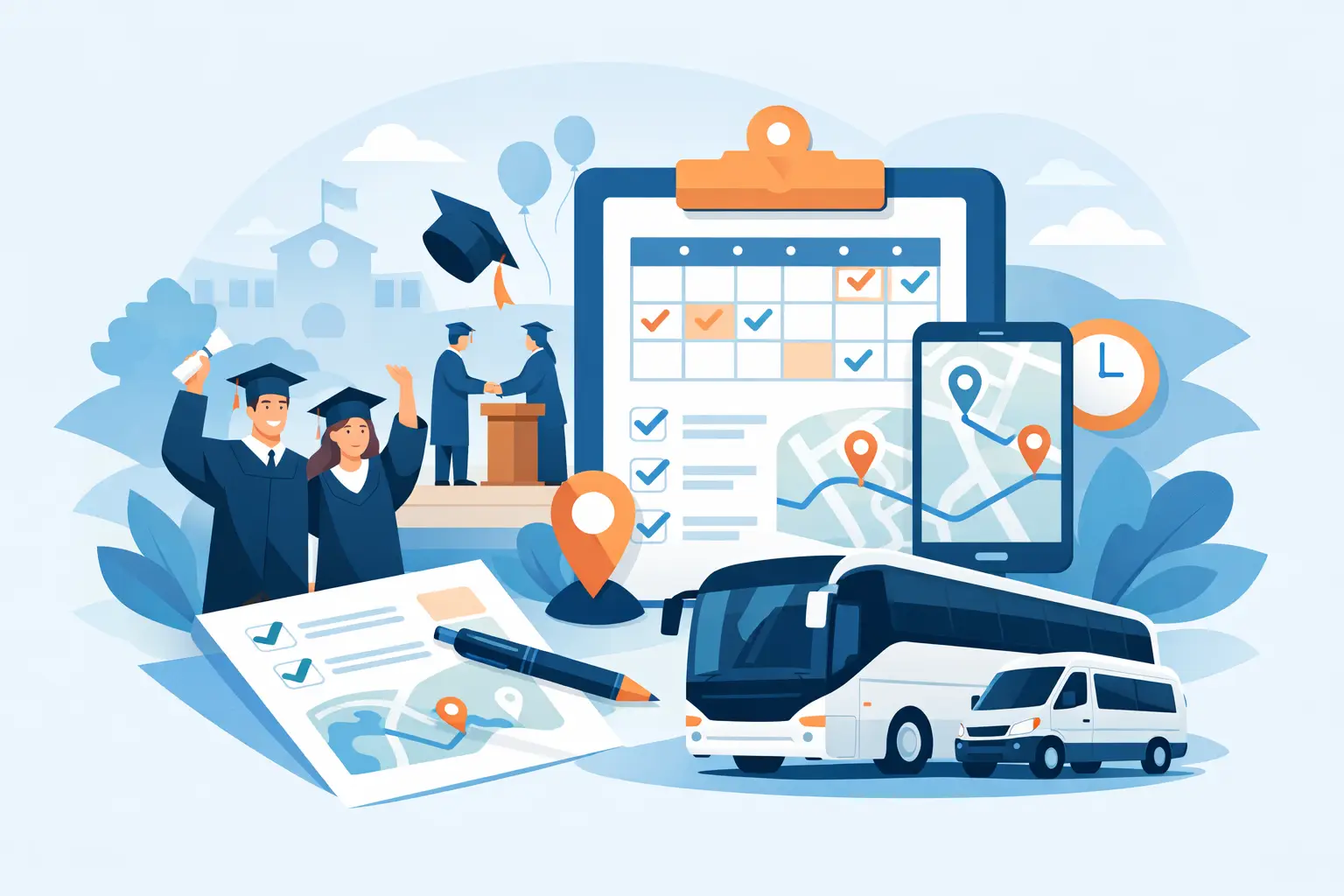 Cómo planificar graduación con transporte